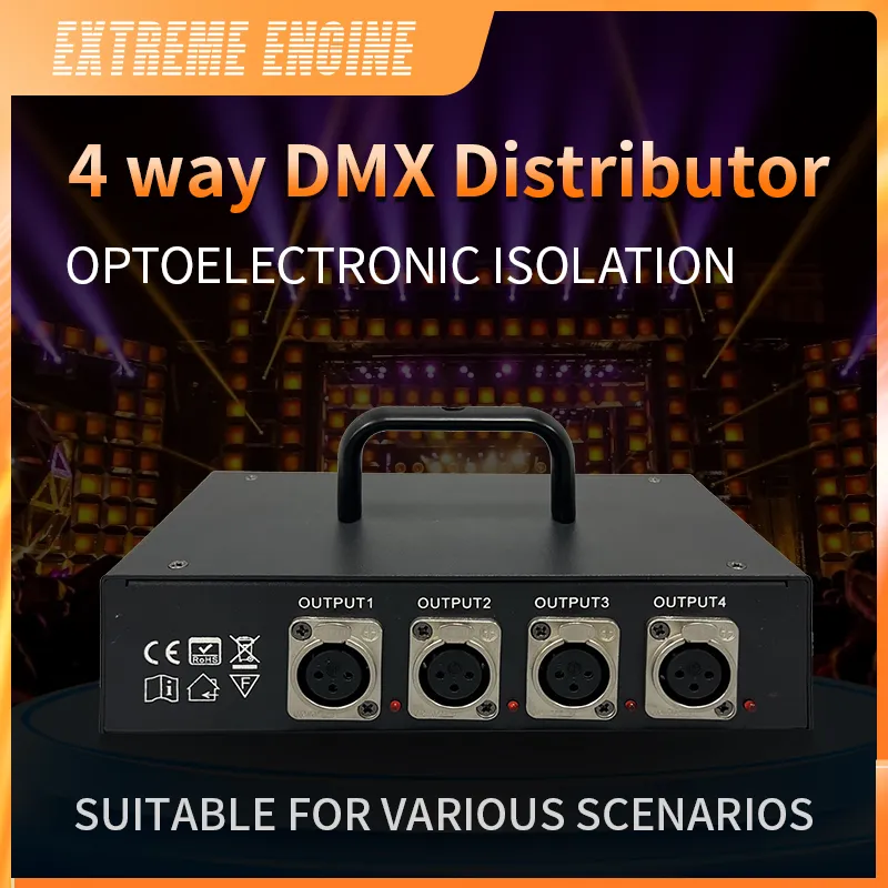 Contrôleur de lumière de scène professionnel DMX512, séparateur d'amplificateur de Signal lumineux, distributeur DMX à 4 voies pour équipement de scène