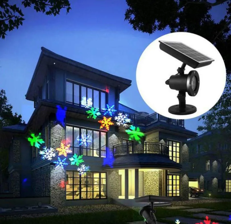 Moving Snowflake Light Projector Solar Powered LED Laser Projector Light Waterproof Christmas Stage Lights Outdoor Garden Land8171248