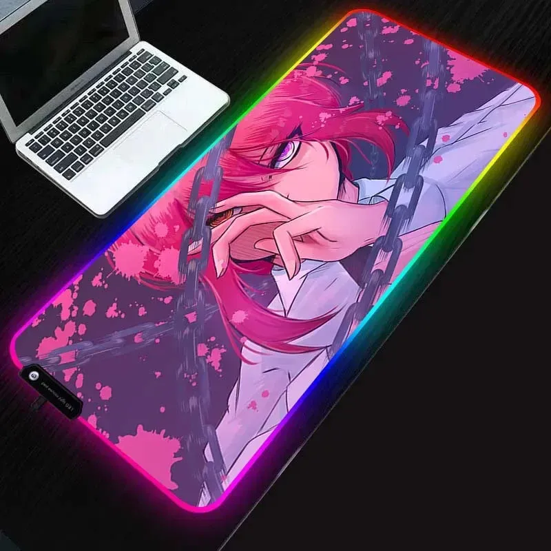 Pedler bilgisayar fare ped oyun aksesuarları Chainsaw Man Masası Masalı Mousepad Gamer Ofis Mats Klavye RGB Büyük Mause Halı 900x400