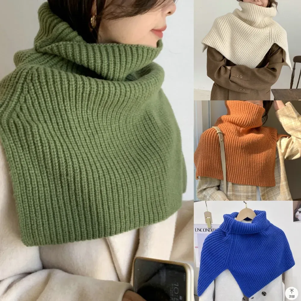 Pulls coréen écharpe pour femmes en hiver nouveaux vêtements mode pull col haut écharpe haut tricoté châle