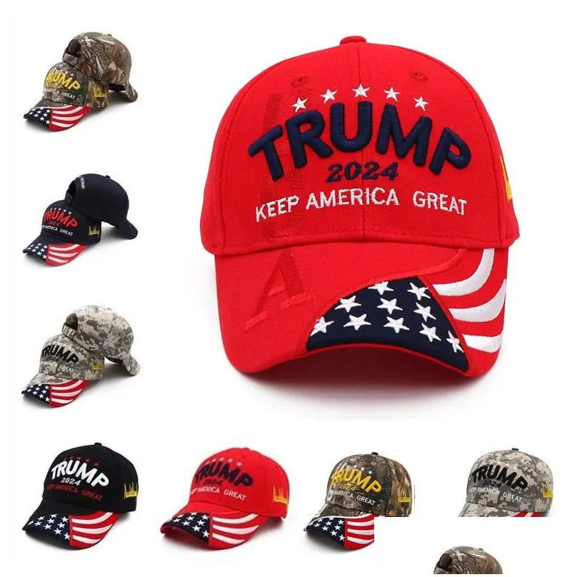 Party Hats Trump Hat 2024 U.S. Presidentval Val Cap Baseball Caps Justerbar Speed ​​Rebound Cotton Sports Drop Delivery Home Gard DHM68