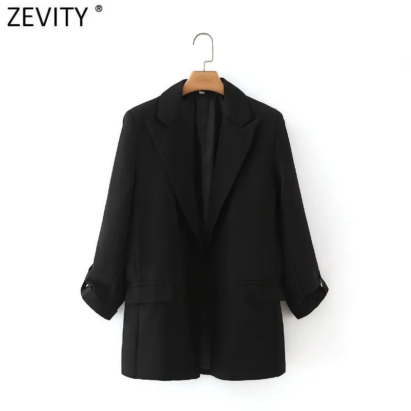 Blazers Zevity 2021 Women Fashion أحرز طوقًا مناسبًا للبطاطا معطف السترة.