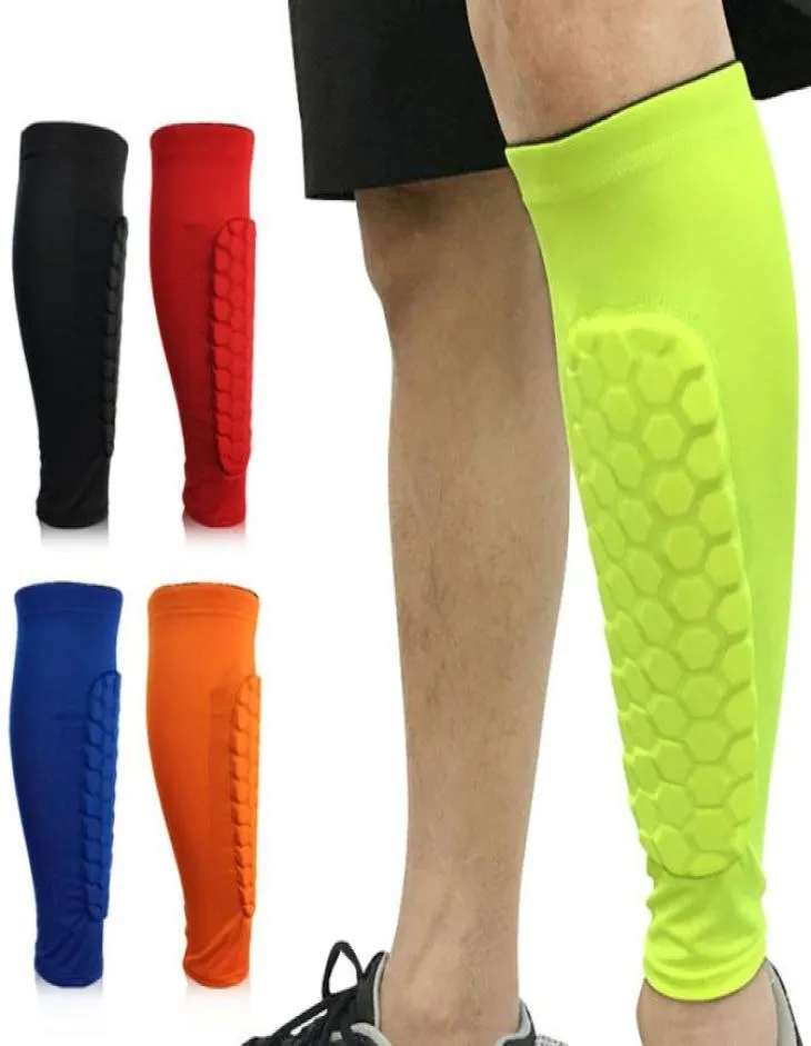 1st Fotboll Shin Guards Protector Soccer Honeycomb Anticrash Leg Calf Compression Seces Cycling Running Shinguards6606245