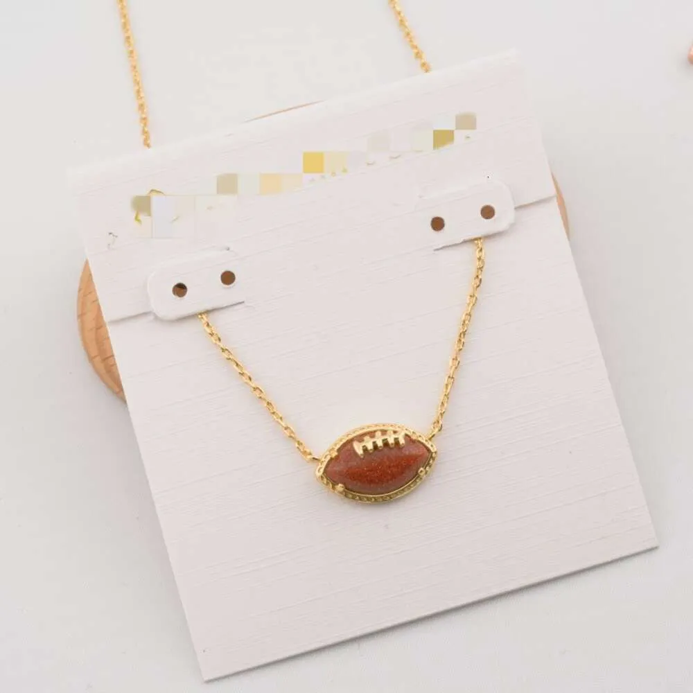 Designer Kendras Scotts Necklace Ks Jewelry Copper Plated True Gold Jewelry Rugby Football Sandstone Fishbone Shape Pendant Necklace Short Neckchain Collar Chain