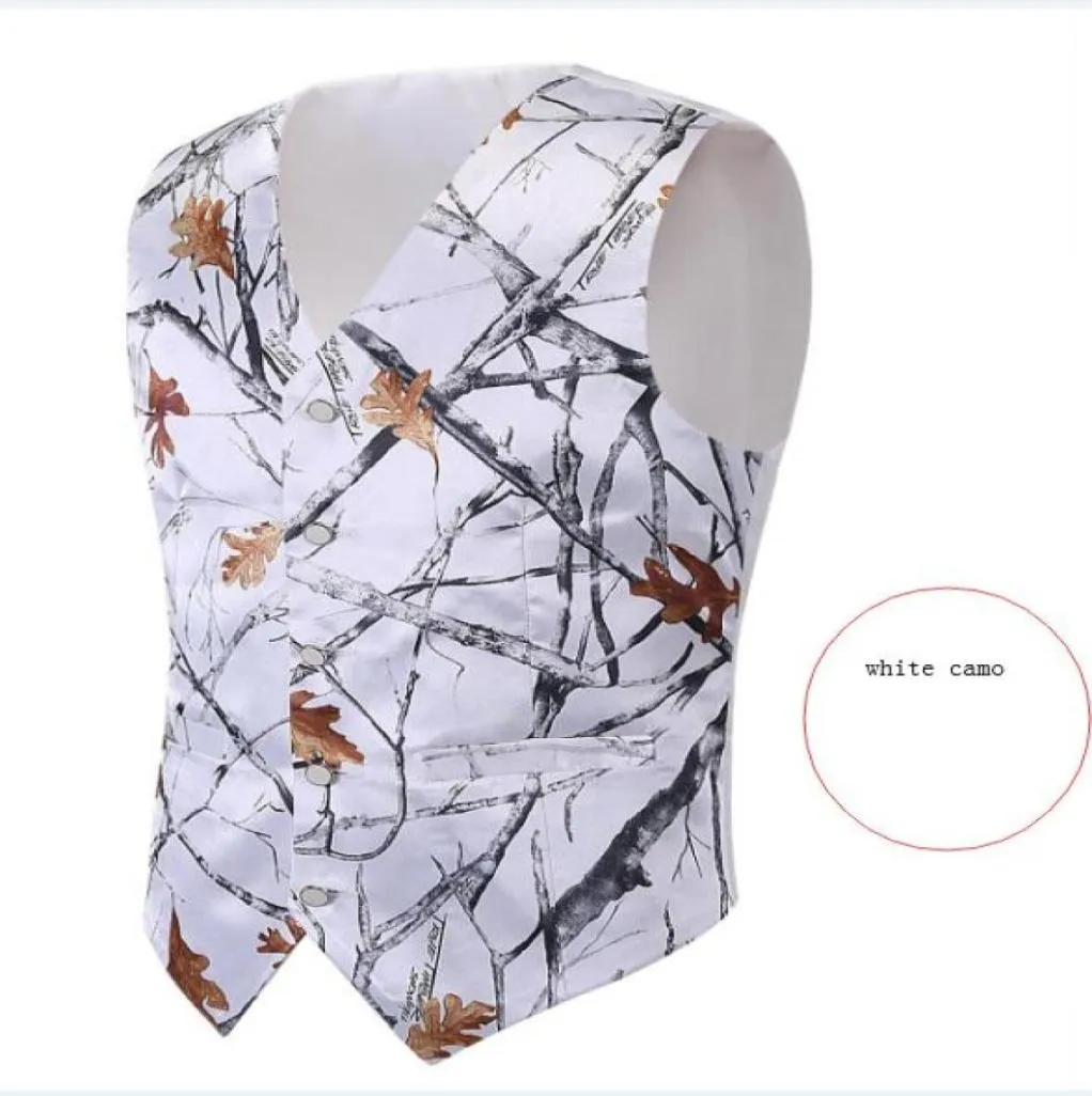 immagine reale camo bianco gilet da caccia sposo gilet da smoking mimetico rovere muschioso solo gilet da sposa mimetico da uomo gilet da caccia formale mimetico4095081