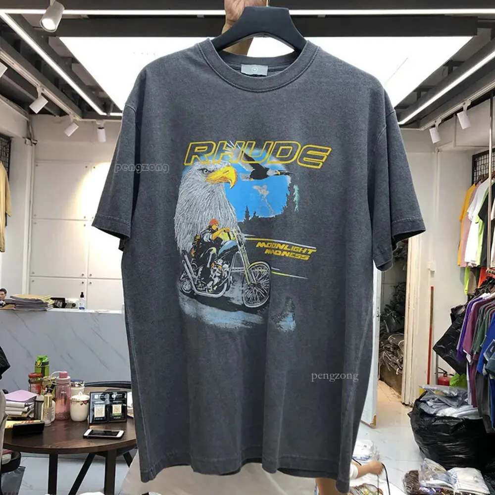 Rhude T Shirt Men Women Washed Do Old Streetwear T-shirts Summer Style High-quality Top Tees 105