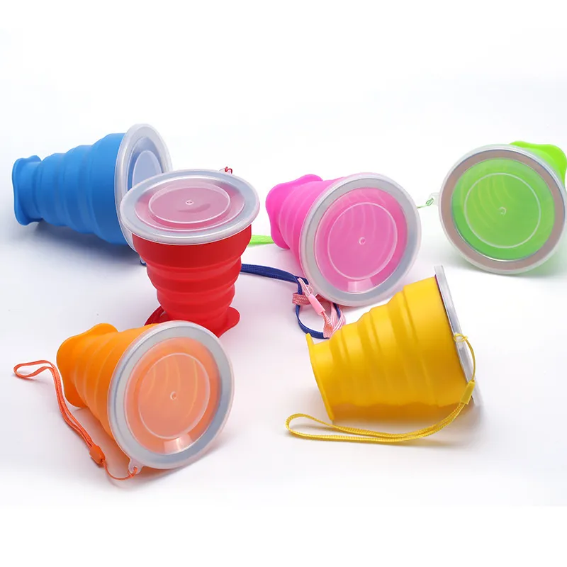 Outdoor Portable Silicone Retractable Mugs Collapsible Drinking Cups Travel Camping Folding Telescopic Water Cup T9I002580