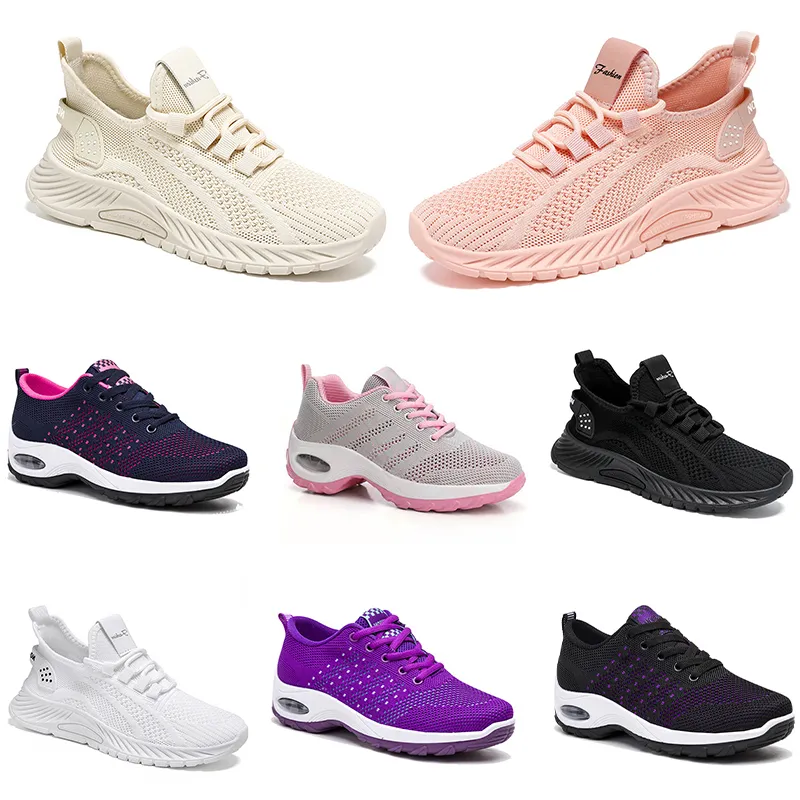 Novos homens mulheres caminhadas correndo sapatos planos sola macia moda roxo branco preto confortável esportes bloqueio de cor Q32-1 gai esporte