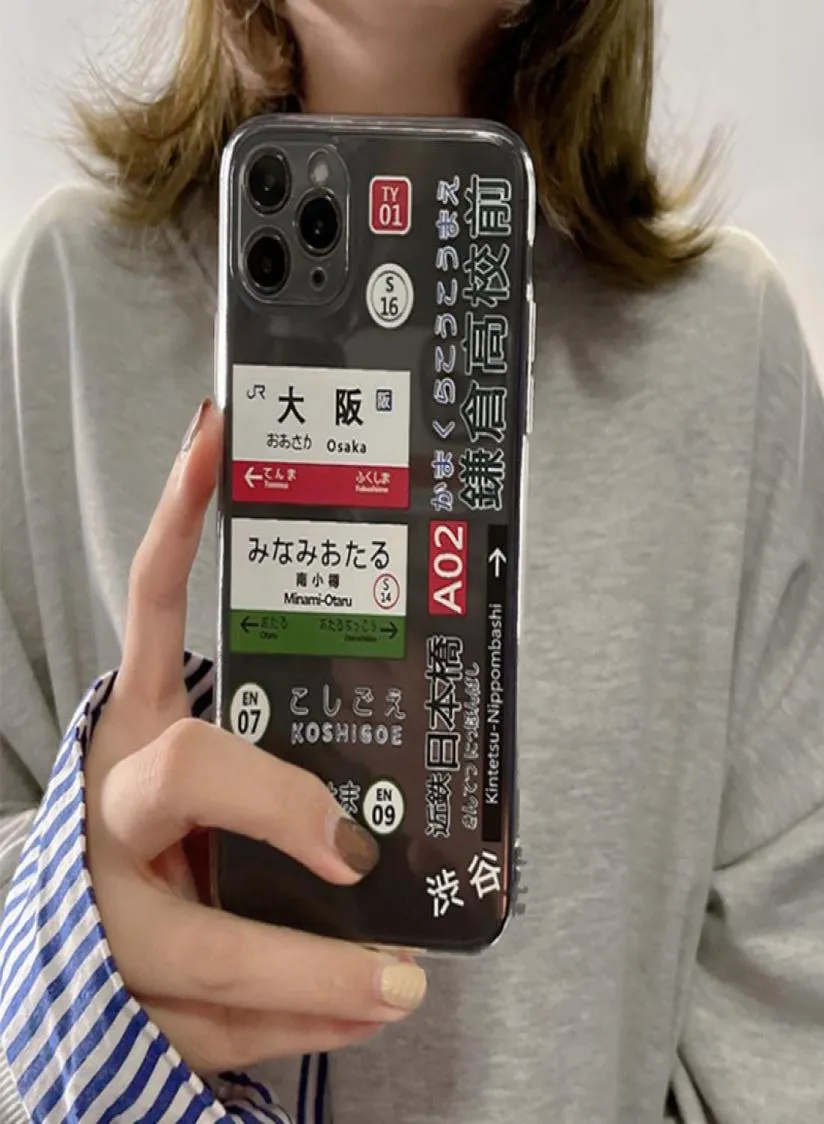 Ins japanska transparenta etikettfodral för iPhone 11 12 Pro Max X XR XS 7 8 Plus 12mini Soft Shockpoof Clear Cover8807181