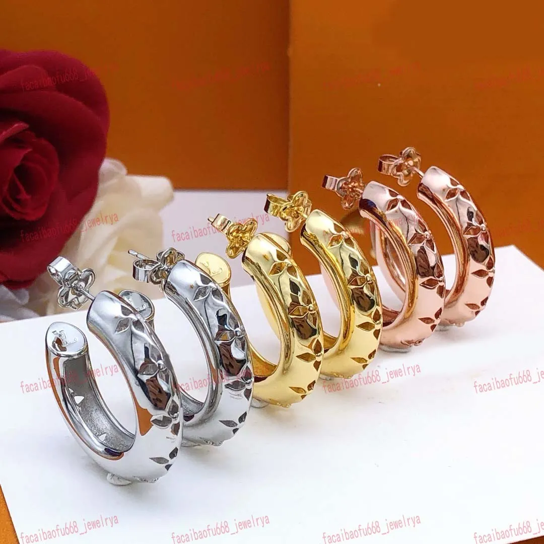 Designer Hoop earrings, 18K gold earrings, high quality, fashion, cutout, floral, lettering, Designer Ladies jewelry, gold/silver/rose gold, 3 colors. Exquisite, gift