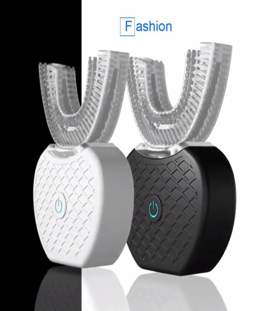 Spazzolino elettrico automatico intelligente da 360 gradi Spazzolino da denti tipo U Ricarica USB Denti Sbiancamento dei denti Luce blu J1906271517818
