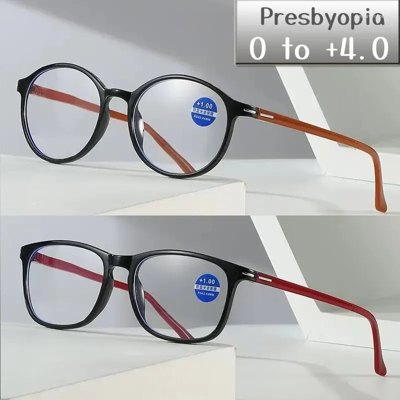 Solglasögon Rund ram HD -lins Läsglasögon unisex vintage fyrkantiga presbyopia glasögon långt syn recept glasögon för män kvinnor
