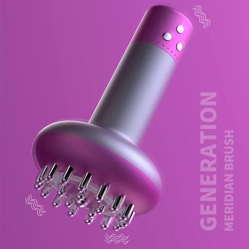 Produkte Wiederaufladbare Meridianbürste Elektrische 6-Gang-Mikrostrom-Vibrations-Heizungstherapie Anti-Cellulite-Körperschlankheits-Guasha-Massagegerät