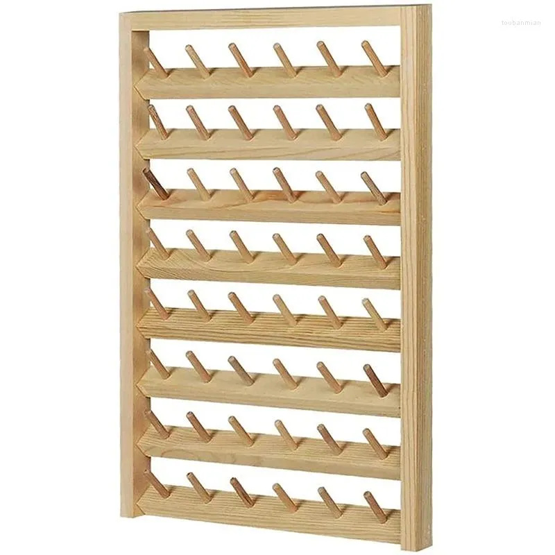 Portaoggetti da cucina Portafilo Rack 48 Bobina Pieghevole in legno Hold Organizer Montaggio a parete Cono Macchina da ricamo Supporto per cucito Strumento per cucito