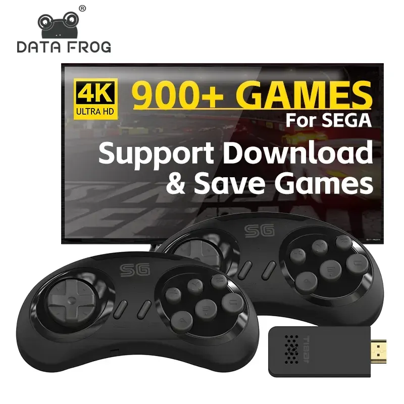 Console DATA FROG Console per videogiochi retrò wireless a 16 bit per Sega Genesis Game Stick compatibile HDMI 900 + gioco per SEGA/FC