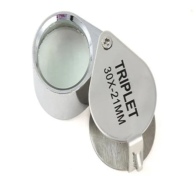 Mini 30x21 mm Jubilers Eye Loupes biżuteria Diamentowe lupy powiększające szkło genialne przenośne lupe srebrny kolor w RE2067826
