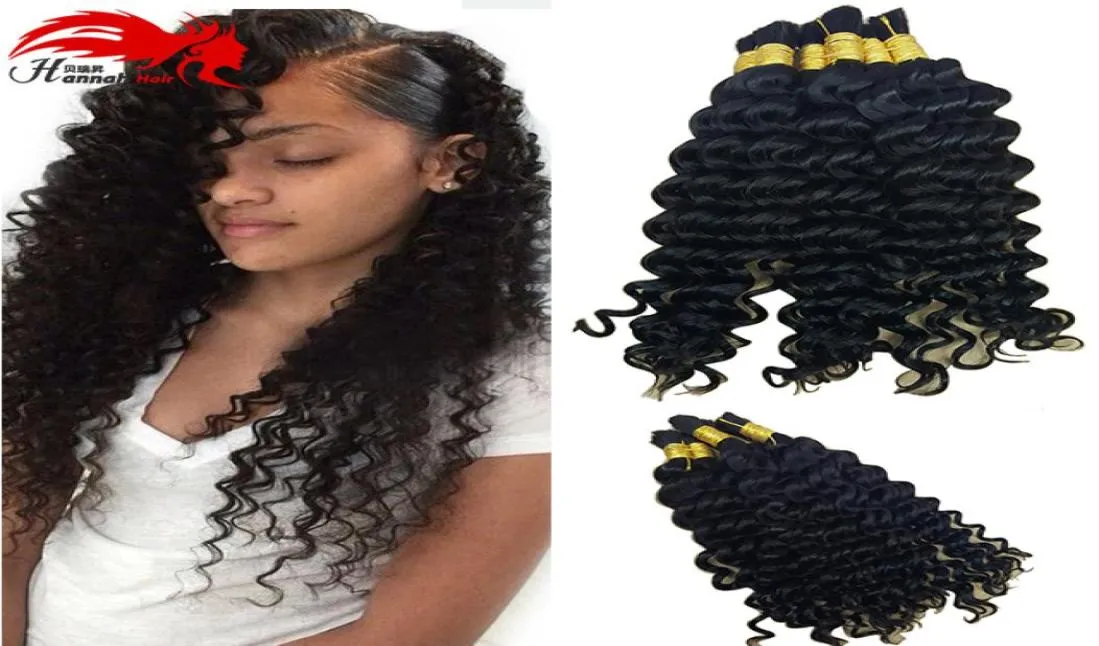 Deep Curly Wave Hair Bulk 3Bundles 150gram Brasilianskt mänskligt hår för Braiding7311563