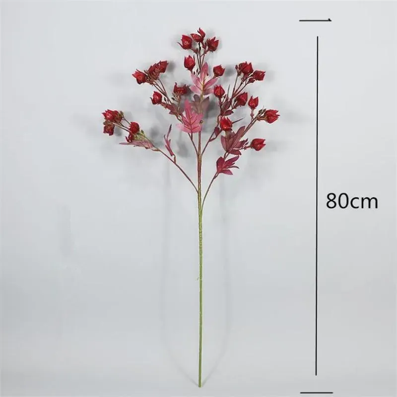 Fausse fleur de lanterne (5 tiges/pièce) 31,5" de longueur Simulation groseille à maquereau en plastique pour mariage maison vitrine fleurs artificielles décoratives 2024304