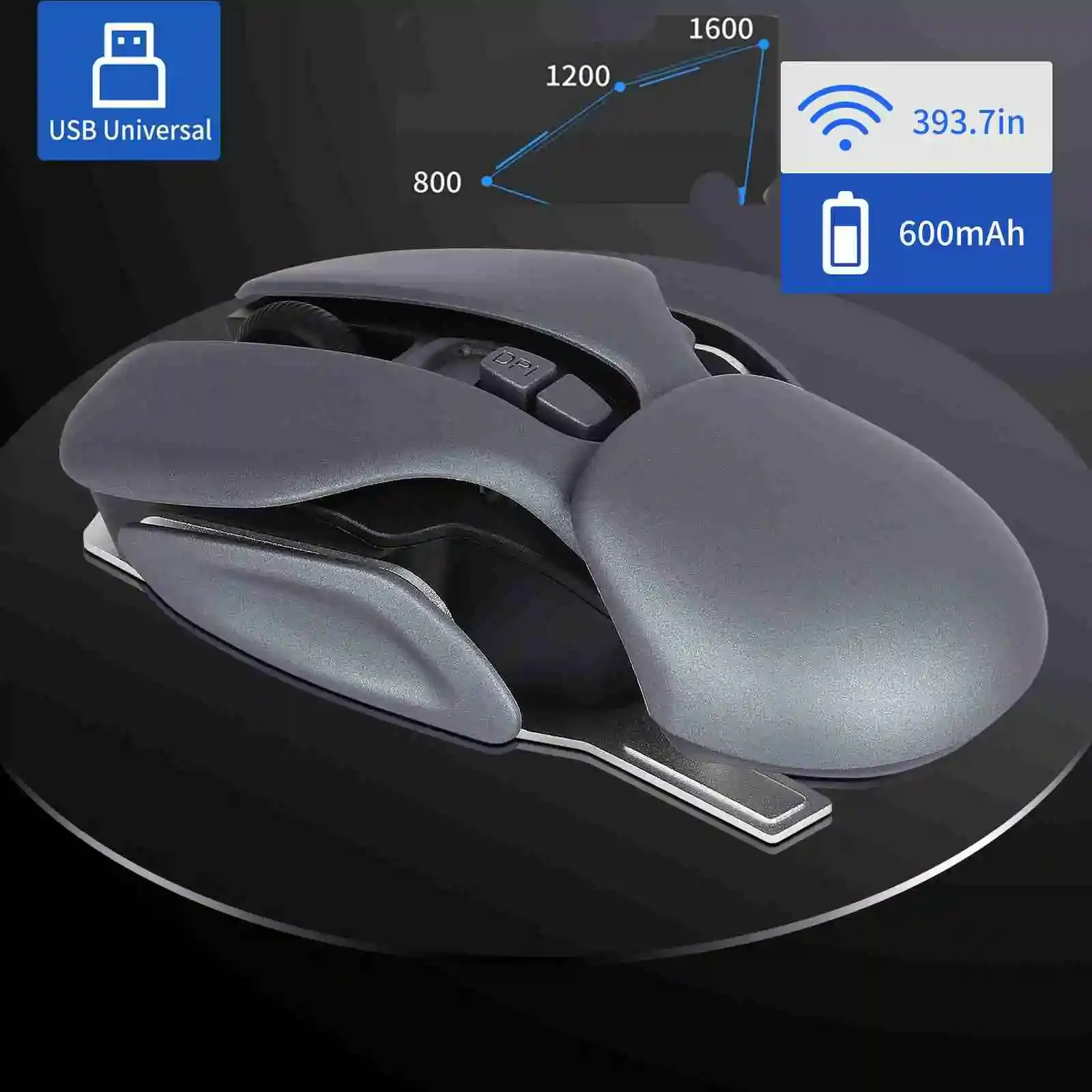 Möss Ny laddningsbar 2.4G Wireless Mouse Ergonomisk 1600DPI Gamer Mice USB Optical Cool Metal Gaming Mouse för bärbar datordator