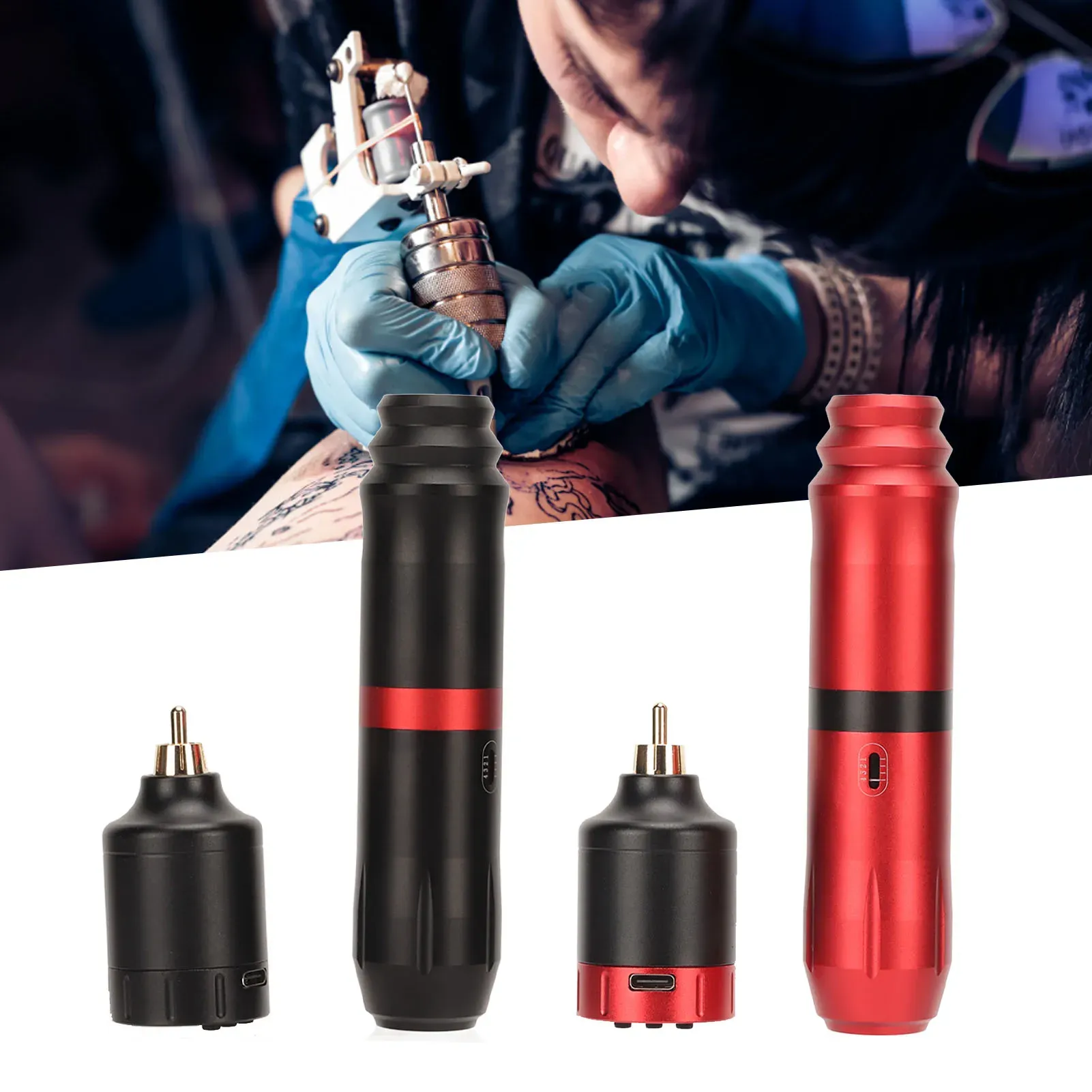 Guns Wireless Rotary Tattoo Pen Machine Kit Batterij met grote capaciteit Tattoo Draadloze voeding voor tattooshop