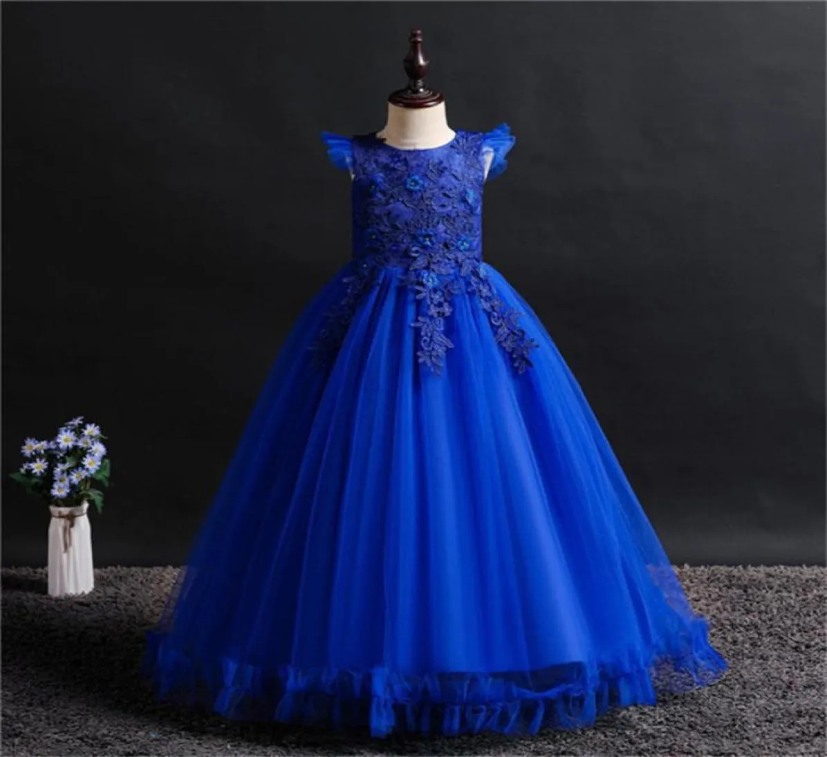 Fantaisie princesse robes de soirée pour les filles longue sans manches fleur fête robe de bal robes de soirée enfant bal de mariage enfants robe F1132632181