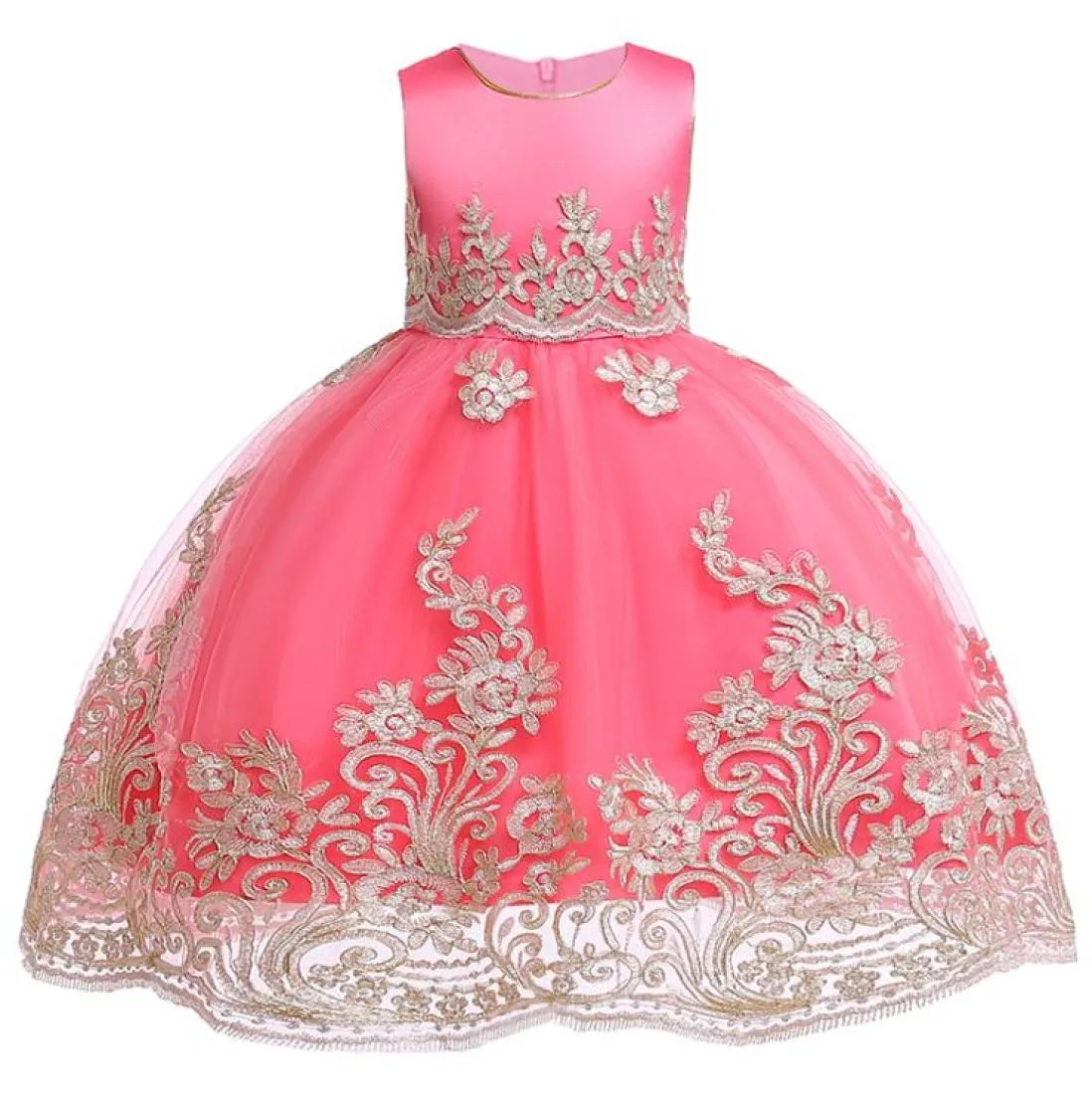 Kids Girls Embroidered Flower Girl Dresses Formal Princess Party Gown For Children Prom Gown Wedding 3 4 5 6 7 8 9 10 Years Y190611255328