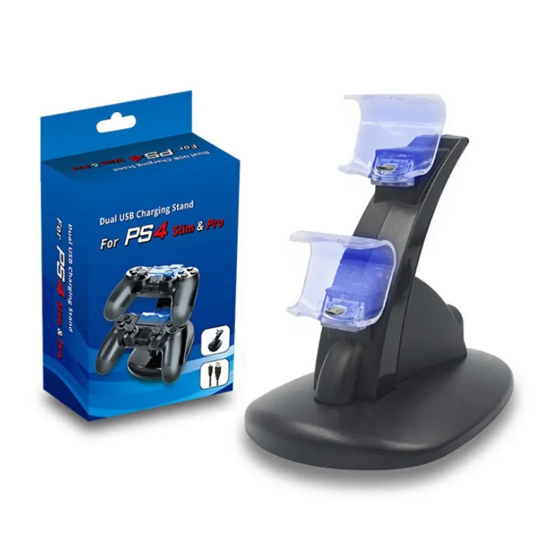 PS4 Laddning Stand Play Station 4 Joystick Gamepad Dubbel laddare Trådlös styrenhet Chargers Mini USB Port Charger