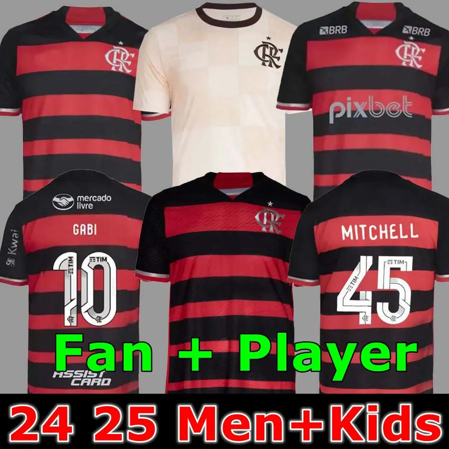 Maillots de football Flamengo 2024 2025 VIDAL DE ARRASCAETA GABI maillots de football PEDRO B.HENRIQUE E.RIBEIRO camisa Flamengo 24 25 maillot Outubro Rosa