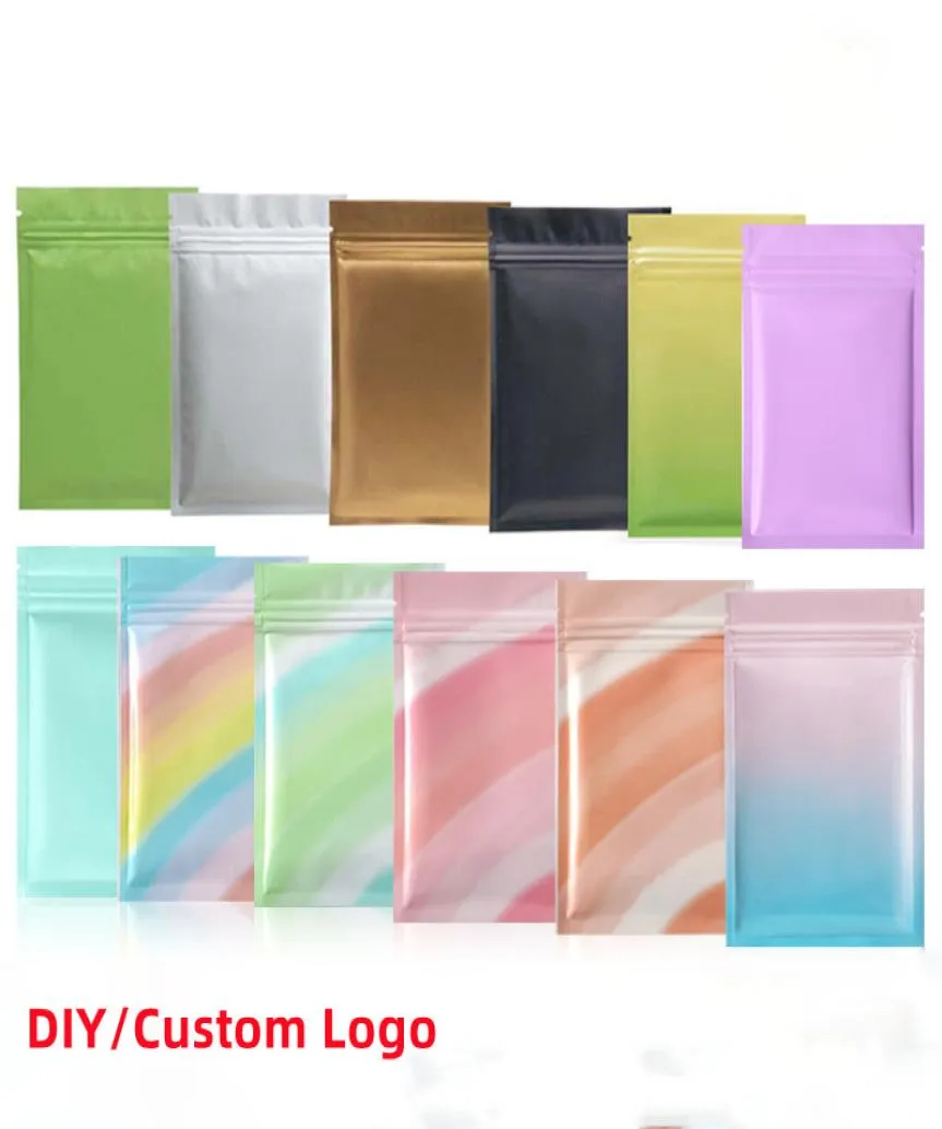 Whole multi color Resealable Zip Mylar Bag Food Storage Aluminum Foil Bags plastic packing bag Smell Proof Pouches 100pcs8445567