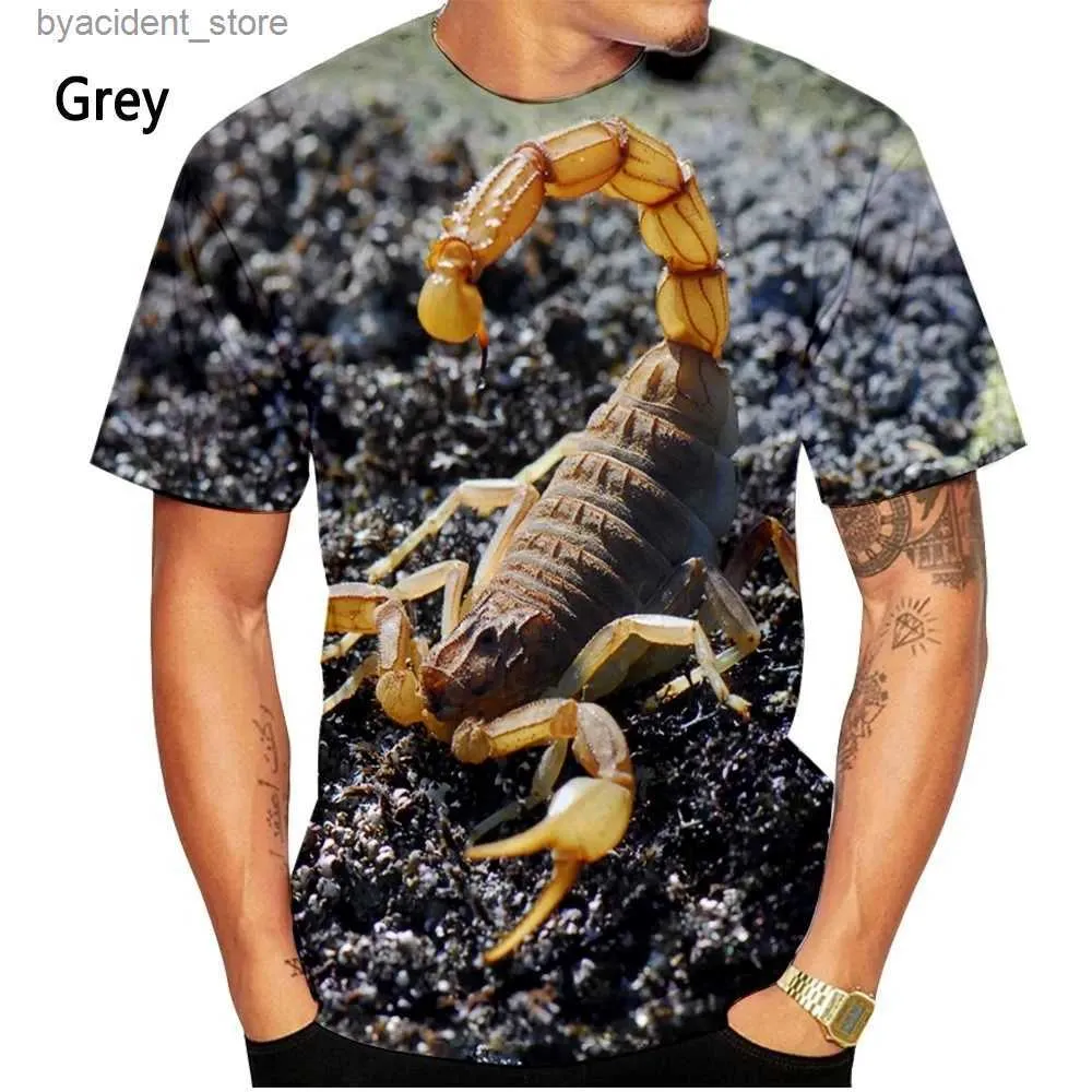 Mannen T-shirts Zomer Nieuwe Animal Scorpion Patroon Heren Gedrukt T-shirt Street Fashion Harajuku Ronde Hals Korte Mouw L240304