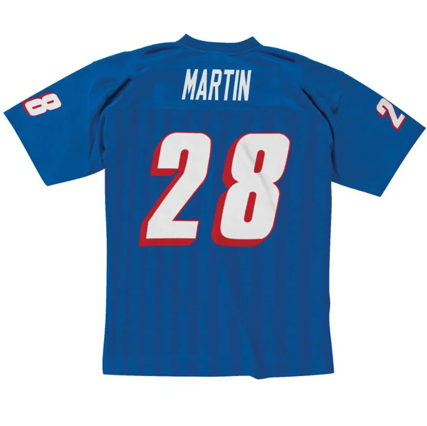 Maillot de football cousu 28 Curtis Martin 1996 maillots de rugby rétro en maille blanche bleue pour hommes S-6XL