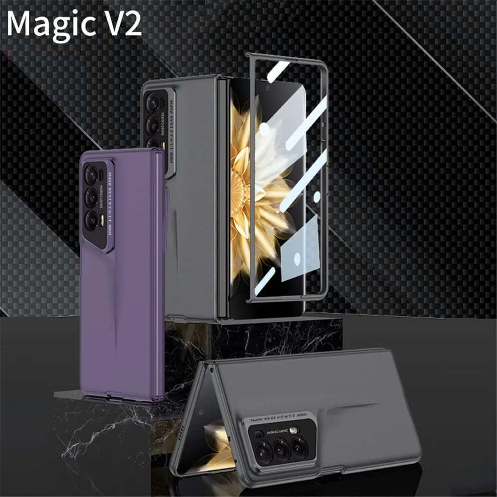 Honor Magic V2 Glass Film Armor Business Cover를위한 충격 방지 슬림 하드 PC 케이스