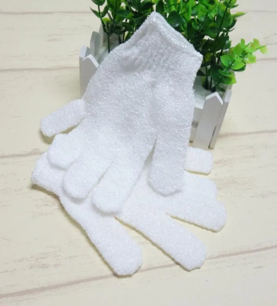 50 Stück Badebürsten, weißes Nylon, Körperreinigung, Dusche, Peeling-Handschuh, fünf Finger