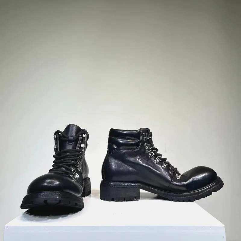Goodyear deri taban retro su yıkama dikiş alet botları lüks el yapımı kaliteli kovboy botalar