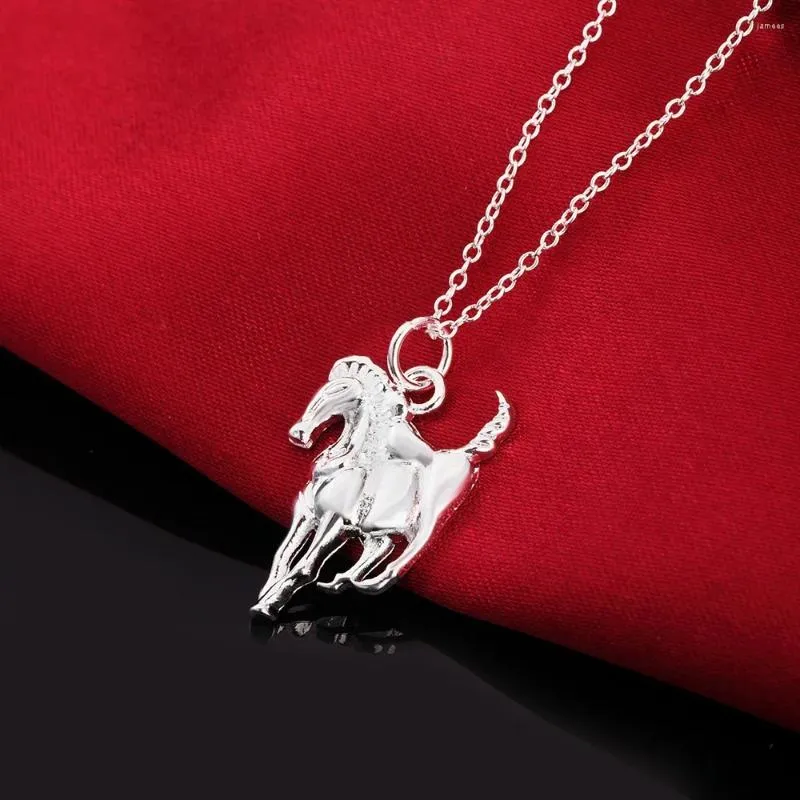 Ciondoli Regali di festa Collana in argento sterling 925 per donna Uomo Elegante cavallo Nobile Gioielli da sposa per feste