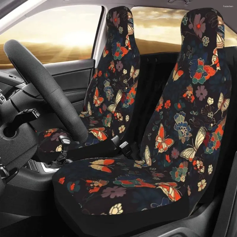 Capas de assento de carro Japonês Borboleta Padrões Capa Personalizada Impressão Universal Protetor Dianteiro Acessórios Conjunto de Almofada