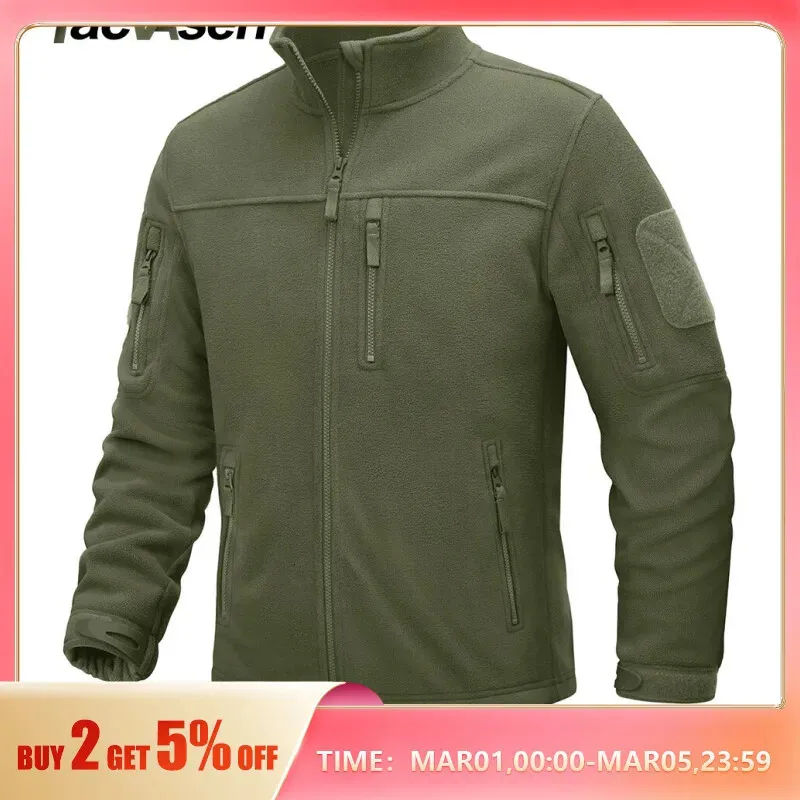 TACVASEN vestes de randonnée à fermeture éclair complète pour hommes veste polaire de Camping en plein air manteaux avec poches zippées vêtements de travail tactiques pardessus 240301