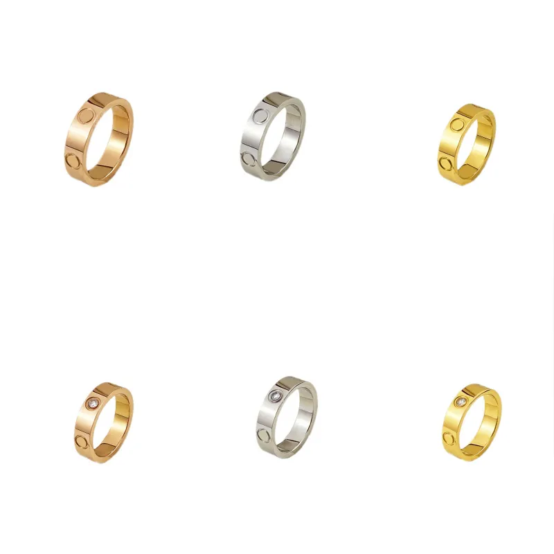 Märke kvinnor ring lyxdesigner män band zirkonia ringar modestil klassiska smycken 18k guld pläterad rose weed grossist justerbar med sammet