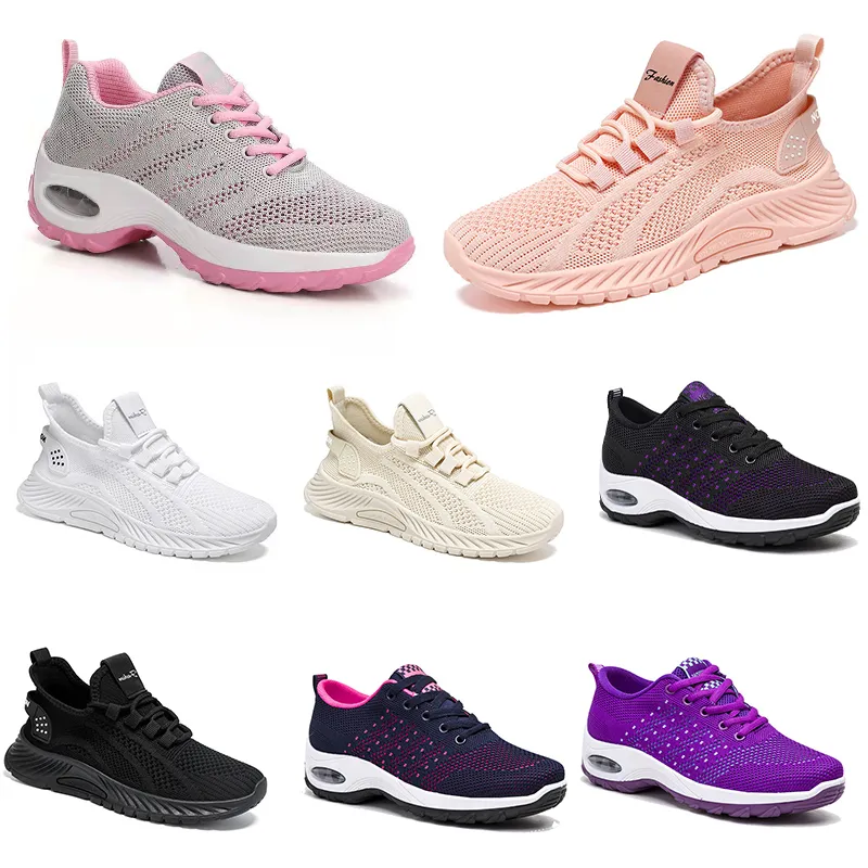 Nieuwe mannen dames schoenen wandelen Running Flat Shoes Soft Sole Fashion Purple White Black Comfortabele sportkleur Blokkering Q41-1 GAI