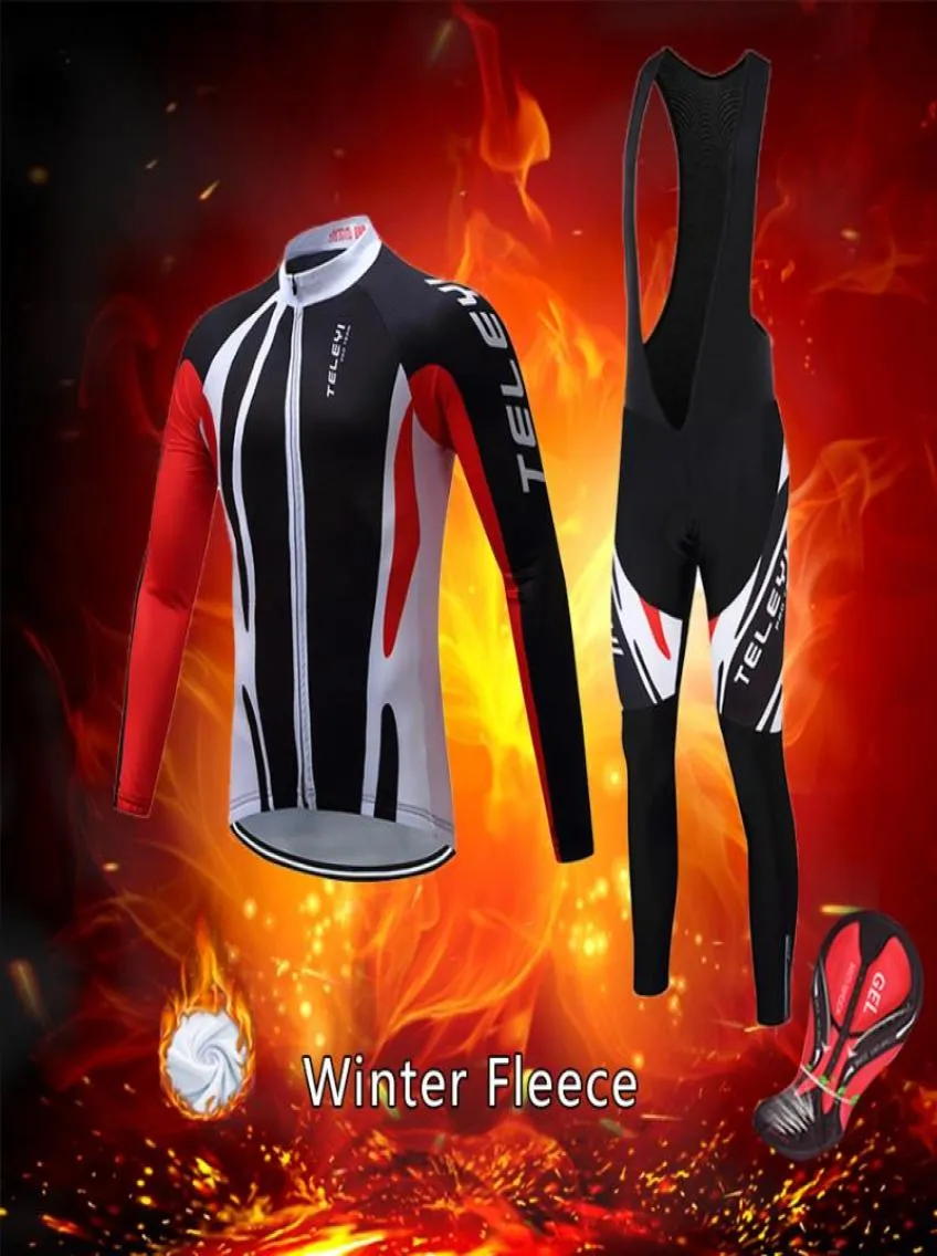 Racing Set 2021 Men Winter Cycling Jersey Set Warm Suit Pro Road Bike Clothing Bib Kit Male Cykelkläder MTB Uniform Team Dres5888532