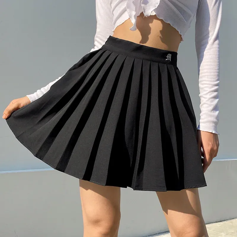 Skirts White Pleated Skirt Short Woman Elastic Waist Mini Skirts Sexy Mircro Summer Embroidery Mini Tennis Skirt New Preppy 2022