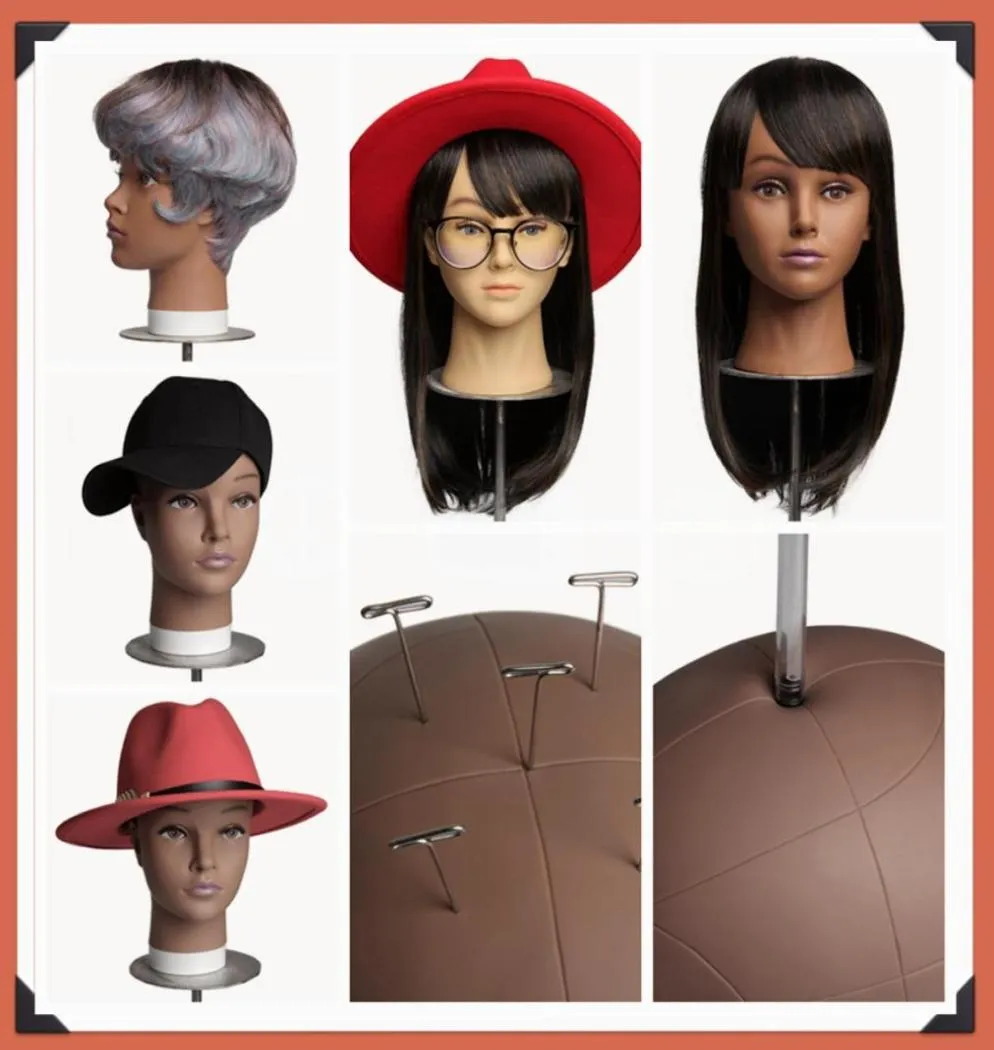 Support de support de tête de mannequin chauve en PVC souple à aiguille pour la fabrication de perruques de coiffure et d'affichage de chapeau Mannequin de formation en cosmétologie Practic2700904