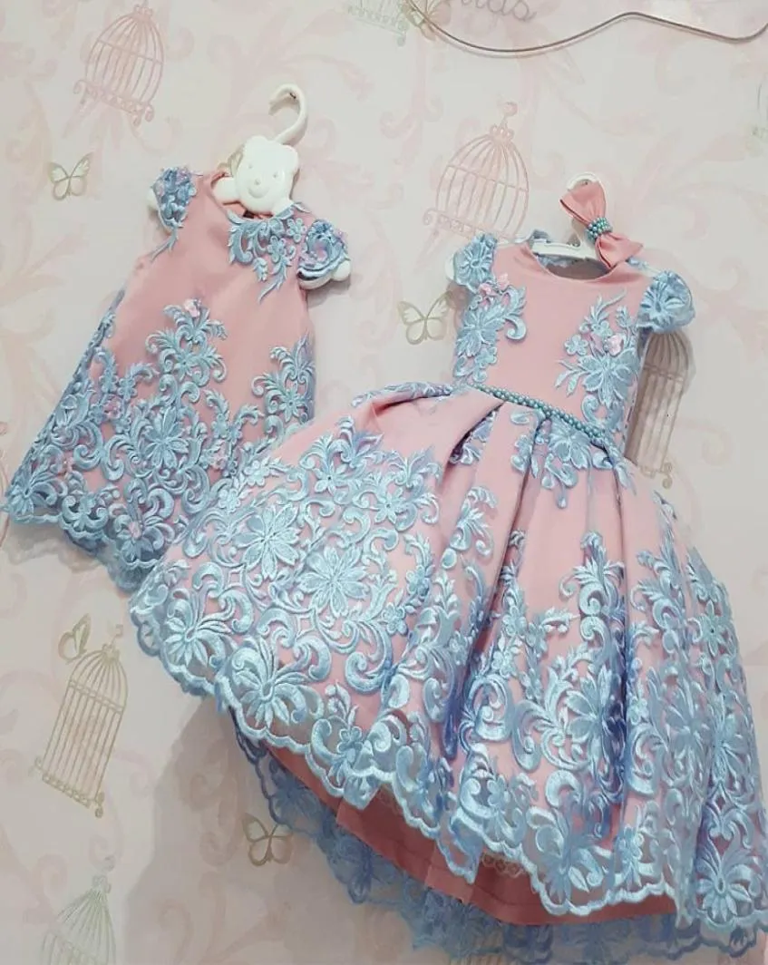 Infantile pizzo perla sera formale matrimonio tutu principessa vestito da bambino ragazze di fiori abbigliamento per bambini festa per bambini vestiti per ragazzaMX19097574337