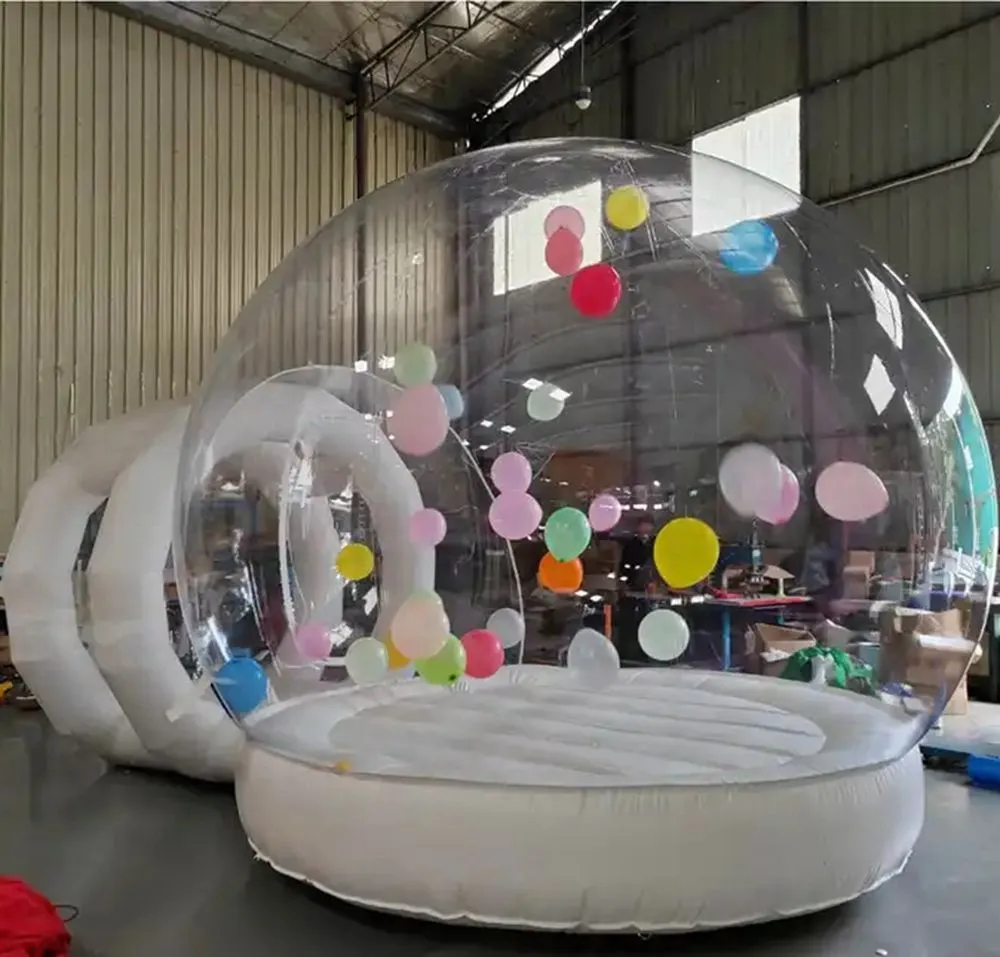 Hurtowa średnica 4M + 1,5 m spersonalizowana Igloo Dome Namiot Luksusowy nadmuchiwany namiot bąbelkowy impreza wypożyczona balonowa bąbelkowa