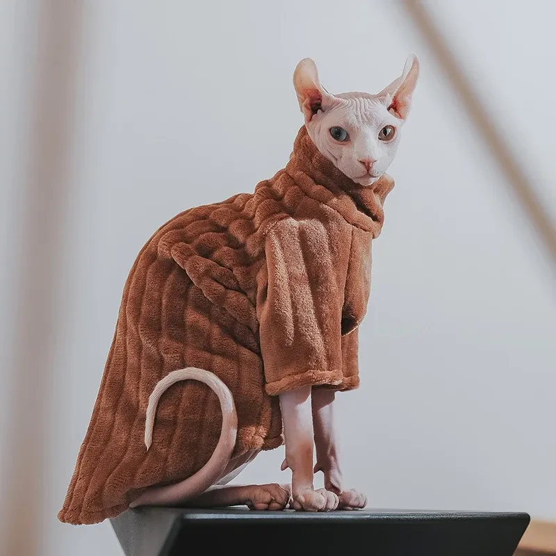 Kläder nya supermjuk hårlös katttröja vinter mode tjockare varm sphynx kattkläder bekväm turtleneck västjacka hundrock