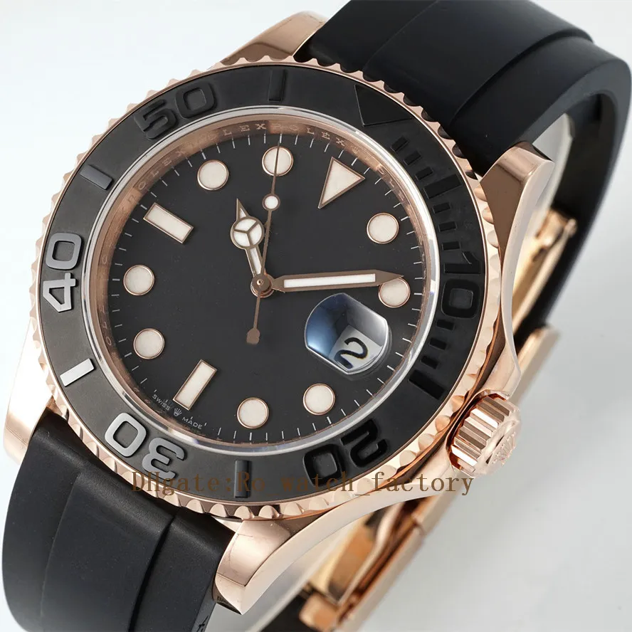 40 mm mężczyzn Watch Sapphire Automatyczny ruch Rose Gold Ceramic Bezel 904L Steel 126655 Guma Pasek 126621