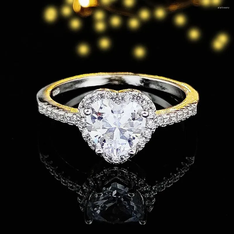 Cluster Ringe 2024 Herzform Rosa Silber Farbe Nette Mode Versprechen Ring Für Frauen Mädchen Party Geschenk Finger Artikel Koreanische R1707