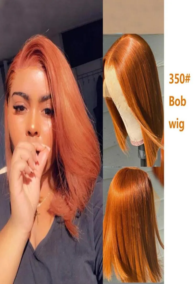 13X4 Lace Front Bob Wig 150210 Densit Indian 100 Human Hair 350 Color Silky Straight 1016inch8857231