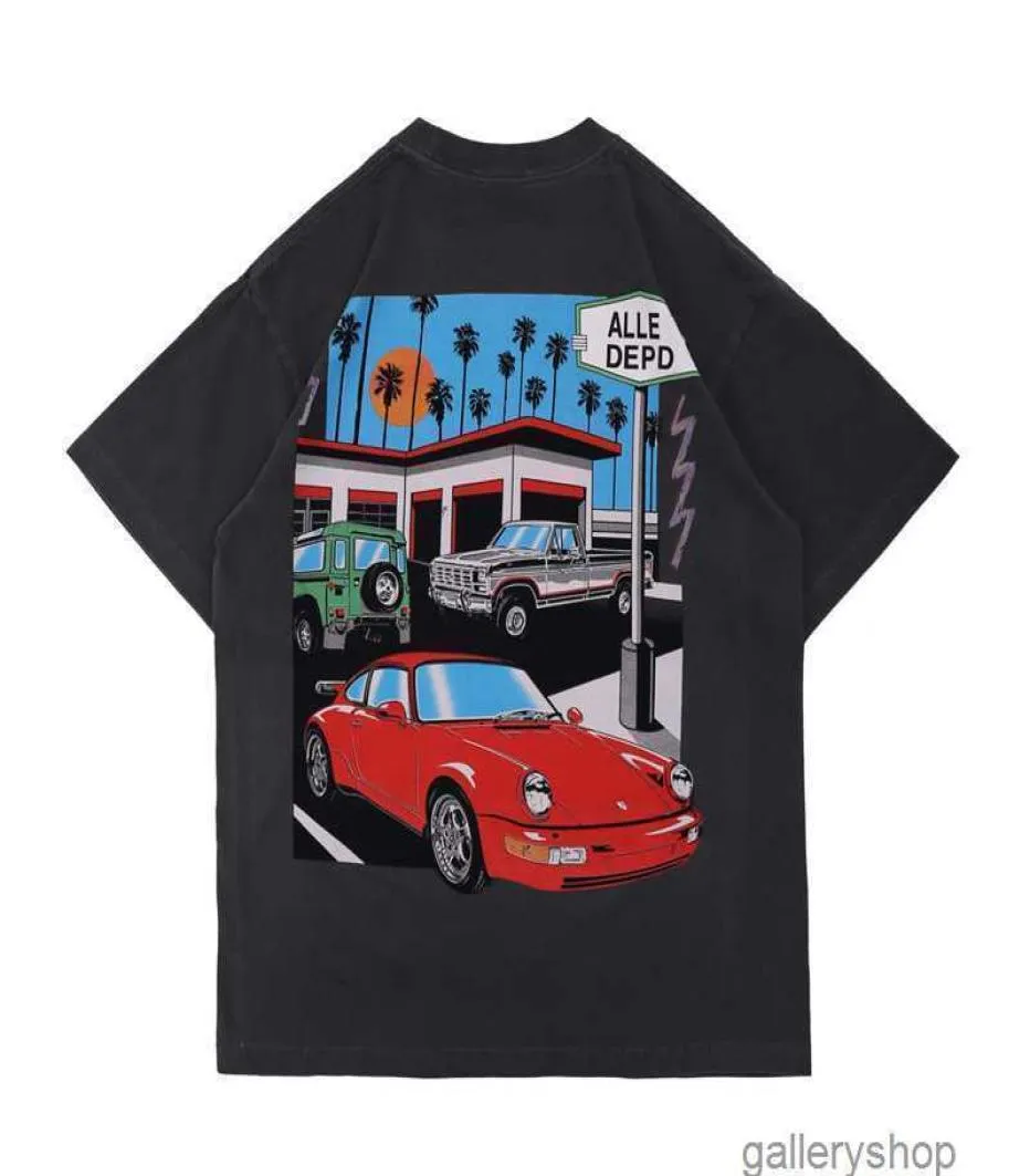 Men039S TSHIRTS 21SS Spring Summer American Unisex Drive Thru Car T Shirt Ejressad Vintage Tee skateboard män kvinnor Hög STR7283396