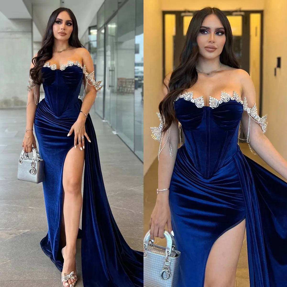 Elegant Split Velvet Evening Dress Elegant Split Velvet Evening Dress